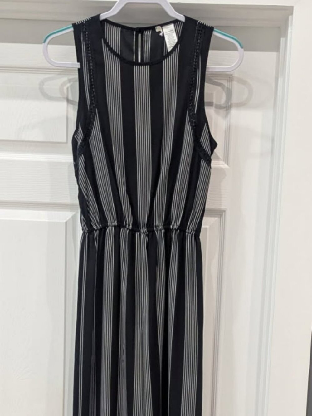 Matai Black & White Striped Wide Leg Jumpsuit Size Small